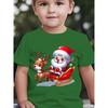 Summer Children's Fashion T-shirt Christmas Santa Claus Printed Outdoor Casual Parent Child Top Sitting on Elk Sled