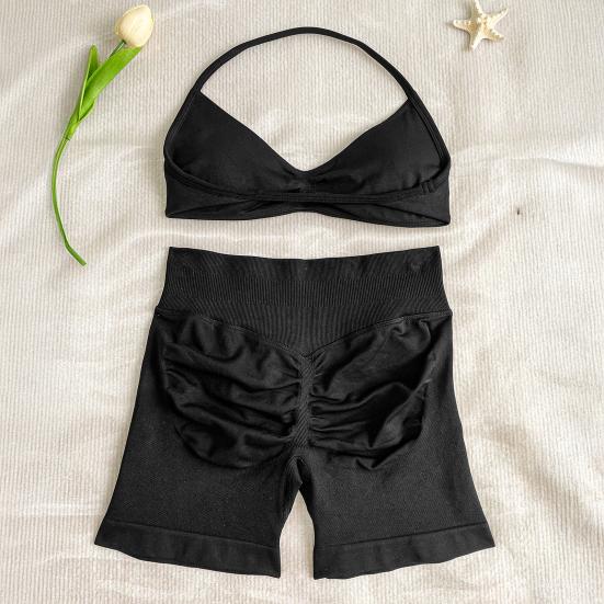 Dvoudílné cvičební sety pro ženy Bez zádů Tanga Sportovní podprsenka a Šortky s vysokým pasem Set Bezešvé Oblečení na posilovnu a jógu