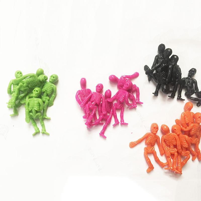 10Pcs Novelty Funny Soft Rubber Bone Man Halloween Creative TPR Simulation Skull Skeleton Children's Stress Relief Toys