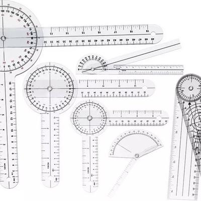 6 Stück PVC-Material 360° Goniometer-Set Transparent Klares Winkelmaß-Set Physische Messung