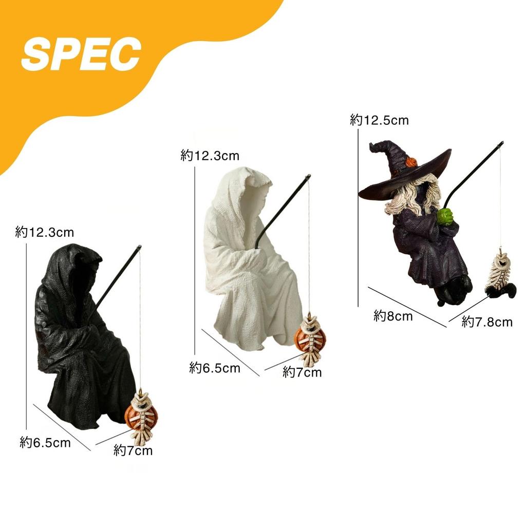 Horror Witch Ghost Figurine Set of 2 Unique Fishing Statues Garden Ornaments Aquarium Figures S.T.S.G (Witch)