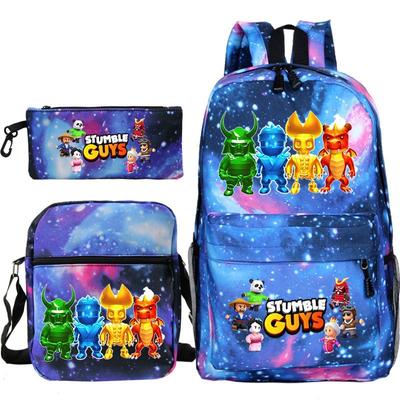 Stumble Guys Game Merchandise Printed Children's School Bag Set Teen Backpack Three-piece Set