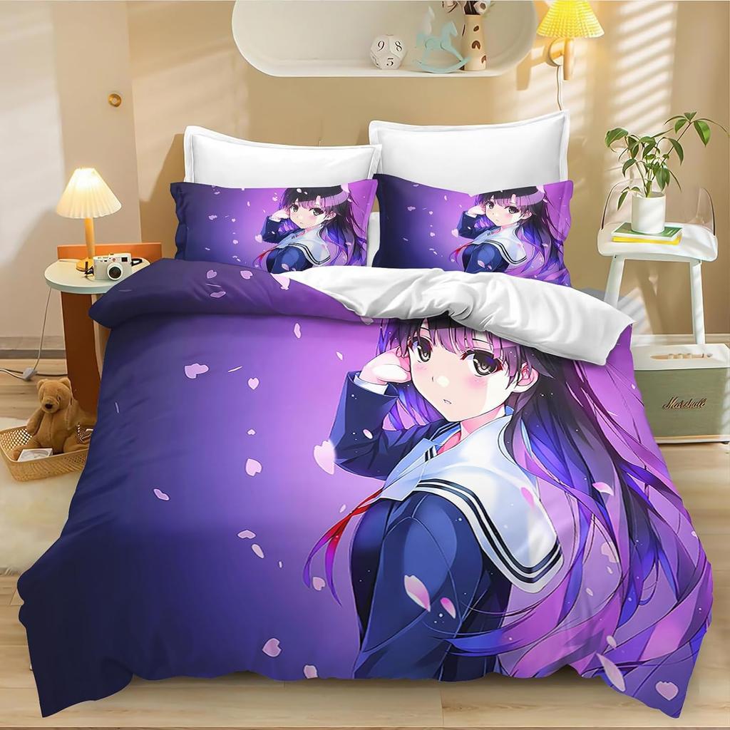 Japanese Anime Girls Cover Set Bedding Comforter Sets,3D Children'S Bedding Set,3D Printed Duvet Cover Microfiber Bedroom Decor