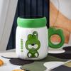 New Cartoon Coffee Cup Portable Ceramic Cup for Girls with High Value Cups for Home, Souvenirs with Lid Spoon Water Cup