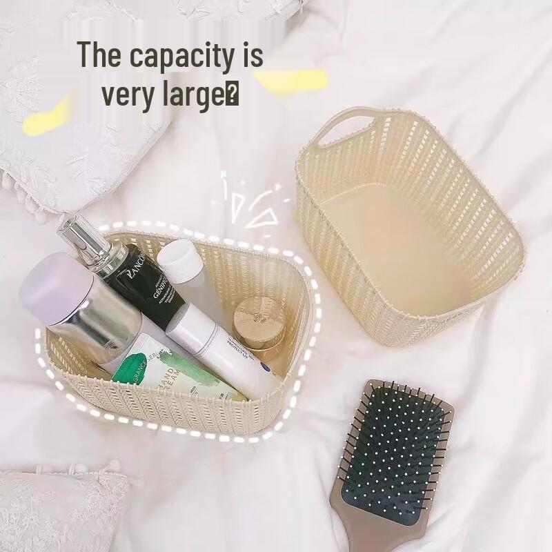 Cestino da scrivania in plastica effetto rattan