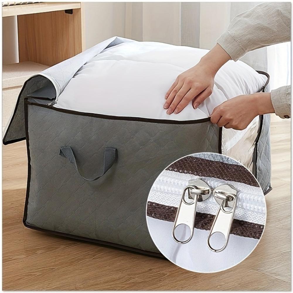 Large Capacity Quilted Storage Bag with Clear Window,Durable Non-Woven Fabric, Reinforced Handles & Sturdy Zipper