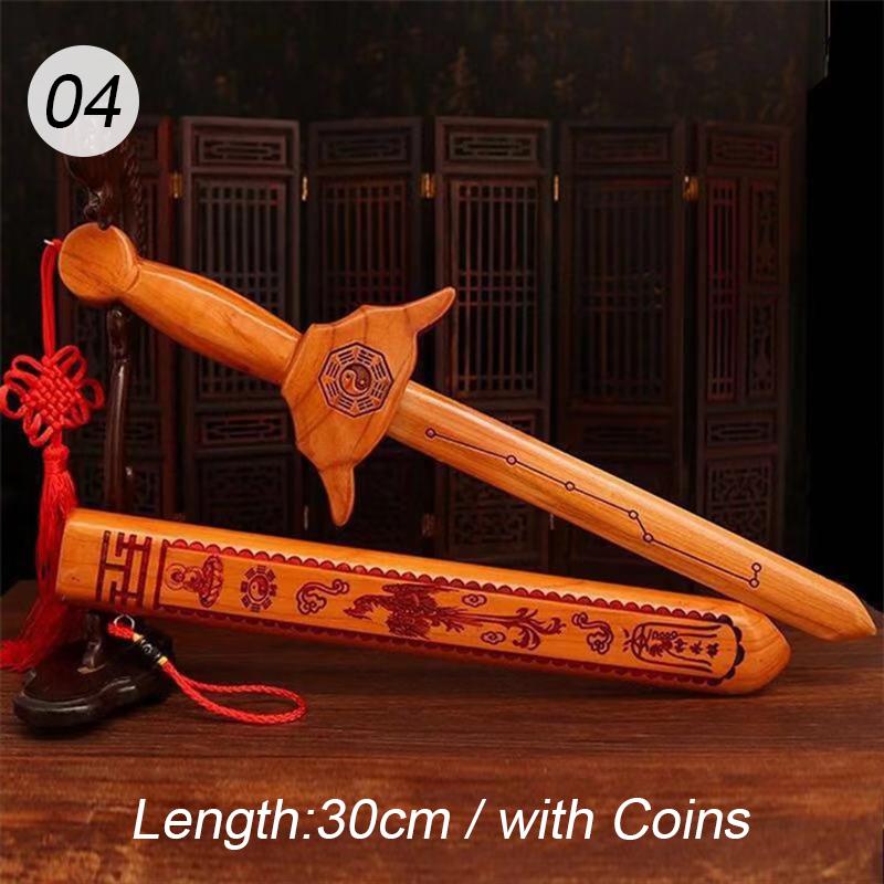 1Pc Mahogany Katana Sword Safe Carving Handicraft Peach Wood Feng Shui Tai Chi Eight Diagrams Sword Decor