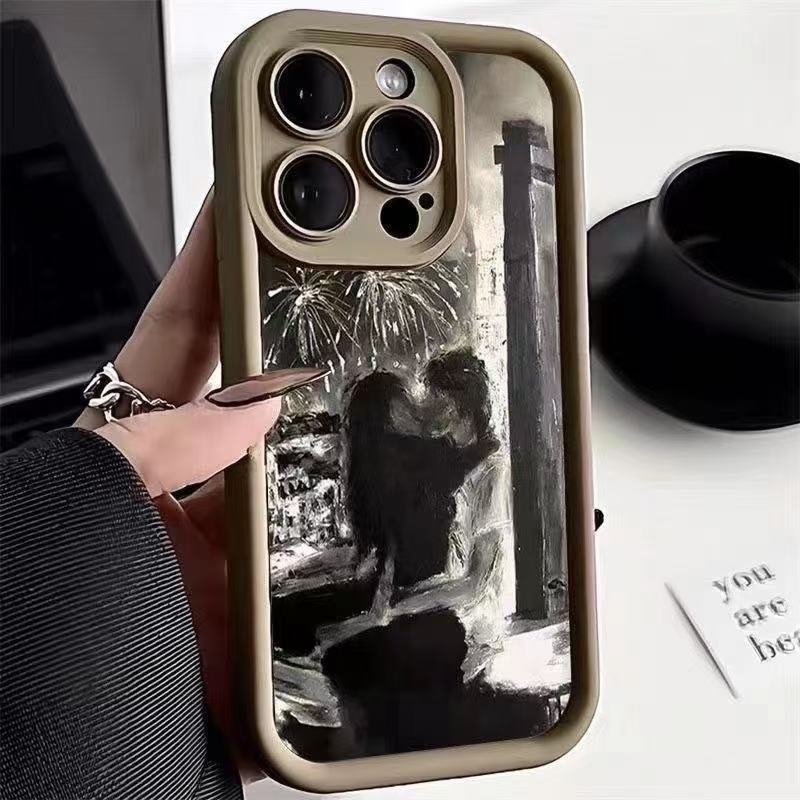 New couple suitable for iphone16pro mobile phone case Apple 15 anti-drop 14 art 13promax Europe and America 12x