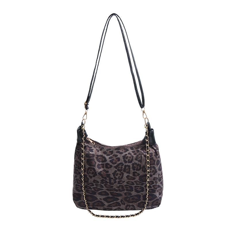 Retro Messenger Bag Damenmode Leopardenmuster personalisiert Pendlerkette Achseltasche große Kapazität lässige Umhängetasche