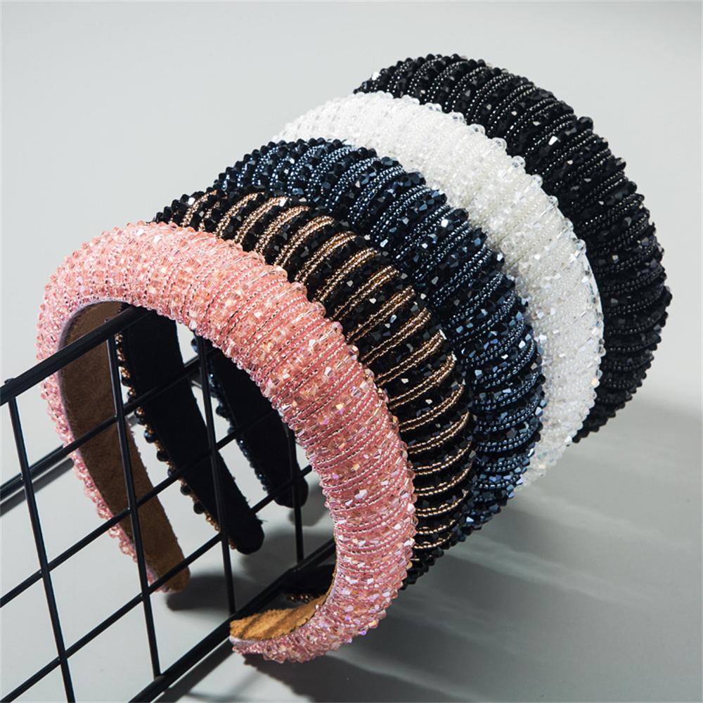 Solid Crystal Beads Hairbands For Women Girls Hair Hoop Headwear Fashion Clolorful Handmade Headbands Female Hair Bands