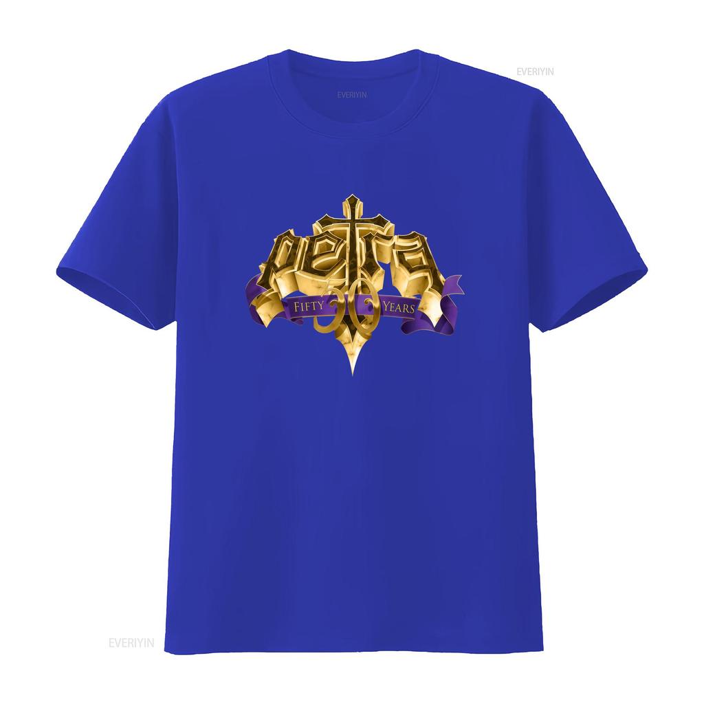 2 SIDES 50th Anniversary Petra Band T Shirt Classic Black S 5XL Gold Cross Purple Ribbon Design U031 Vintage Washed Unisex