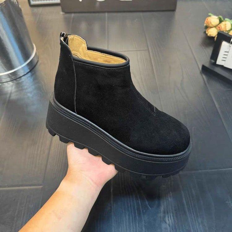 Martin boots autumn and winter velvet thickened bottom British style heightening short boots snow boots muffin boots cotton boots