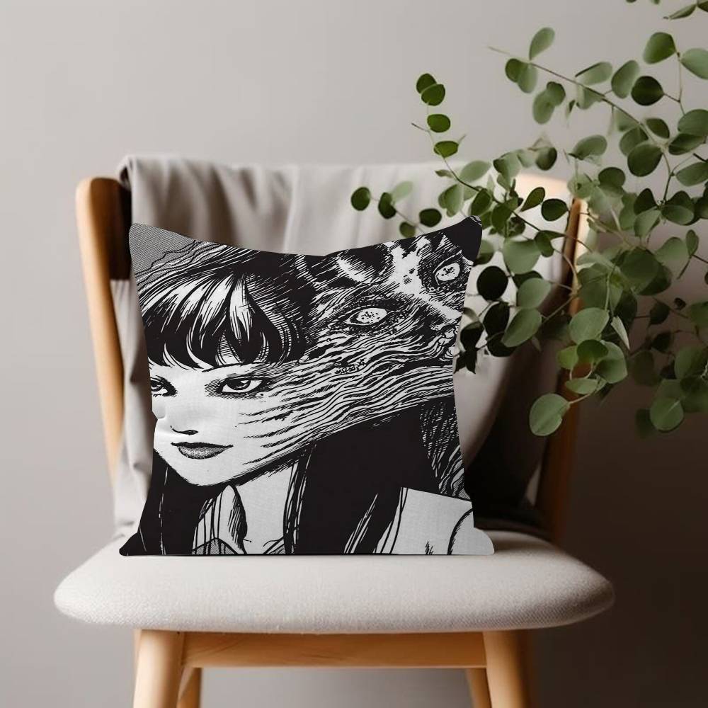 Anime Junji ItoI TomieT Horror Comics Cushion Cover Car Throw Pillow Case For Sofa Car Christmas Gift