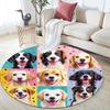 Happy Dog Round Area Rug,Carpet Rug for Living Room Bedroom Sofa Playroom Decor,Non-slip Floor Mat