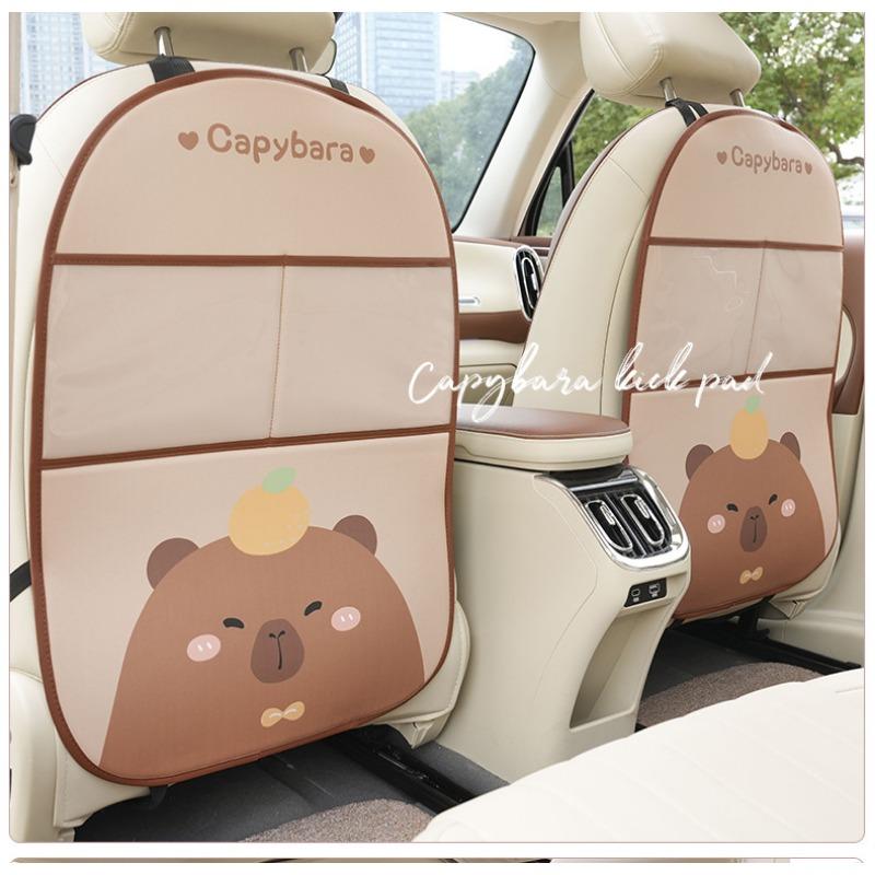 Capybara Cute Cartoon Leather Multifunctional Car Seat Back Anti Kick Storage Pad