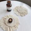 White Tassel Hand-woven Cotton Rope Coaster Nordic Style Insulation Mat Table Top Simple Decorative Mat Drinkware Coaster