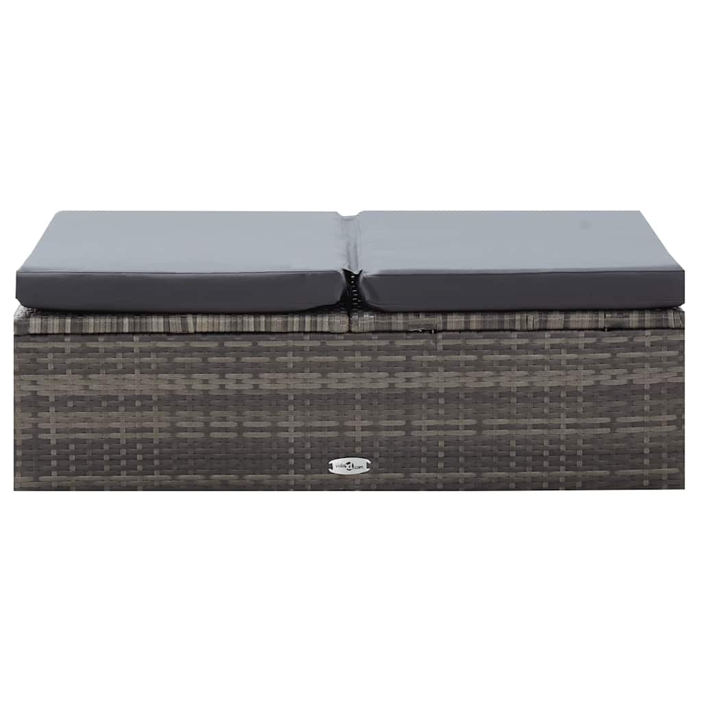 2 Piece Garden Lounge Set with Cushions Poly Rattan Gray