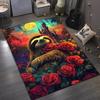 Sloth with Roses Rug for Romantic Living Rooms - Exotic Animal Prints, Beautiful Floral Designs, Luxurious Home Furnishings