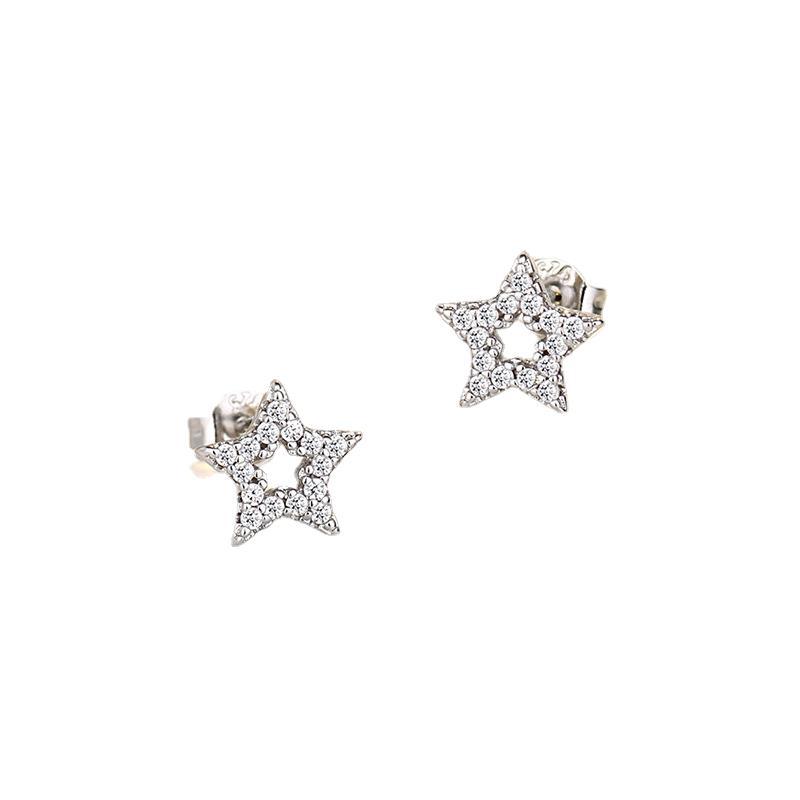 Exquisite Micro-set Zircon Five-pointed Star Earrings for Women New Light Luxury Niche Super Flash Earrings