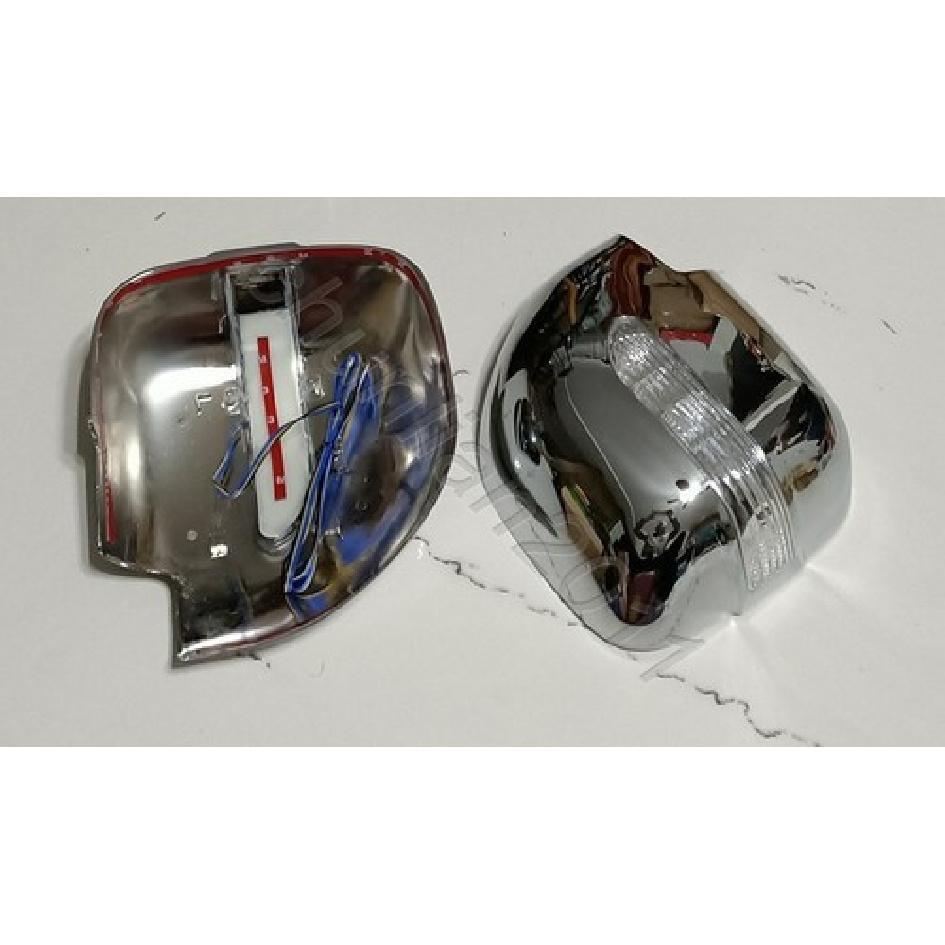 Chrome Side Mirror Cover Trim for 01-06 Mitsubishi Montero Rearview LED Light