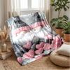 Pink Heart Gnome Decor Theme Blanket Lightweight Warm Flannel Blanket Decorative Throw Blanket for Home Decoration