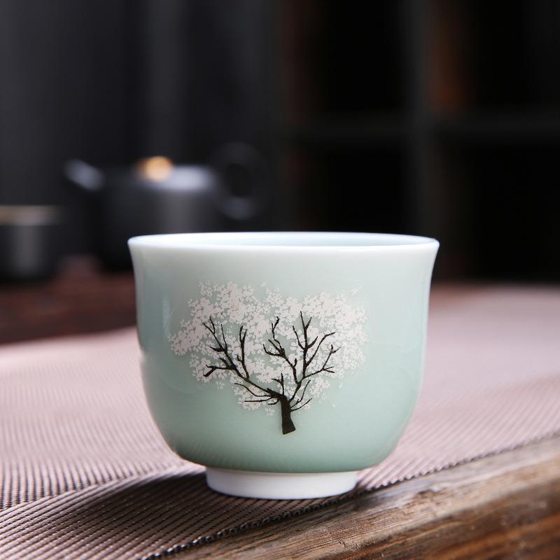 NEW TikTok Same Style -Changing Camellia Kung Fu Tea Set Tasting Glaze Color Ge Kiln Master Cup Female Factory Wholesal