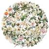 50Pcs Waterproof Decals Retro Long Branch Flower Plastic Stickers Luggage Manual Material Retro Flower Decoration