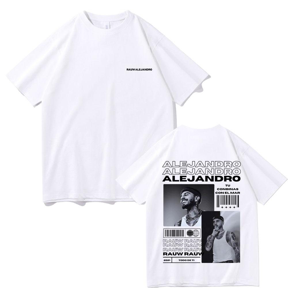 2025 Summer Rauw Alejandro Todo De Ti Photo Album Printed Tshirt Men Hiphop Loose Cotton Tshirt Fashion Retro Street Wear