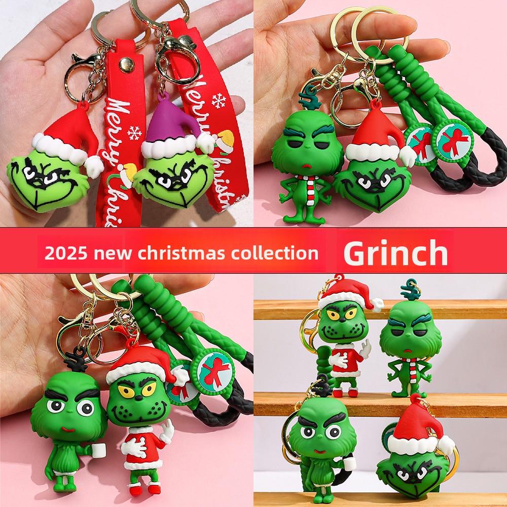 Bambola Grinch esplosione transfrontaliera Nuovo portachiavi ciondolo Grinch di Natale Mostro dai capelli verdi di Natale ornamento