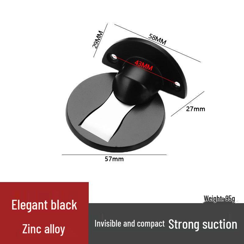 Invisible Zinc Alloy Magnetic Door Stopper & Silent Anti-Collision Closer for Bedroom/Bathroom.