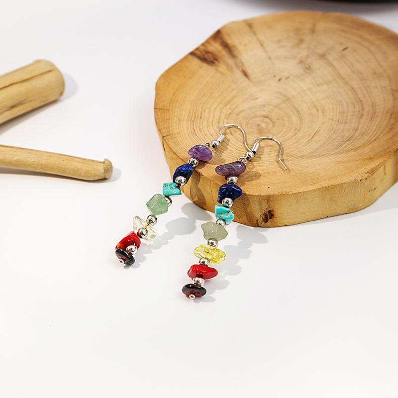Hot-selling colorful gravel earrings, creative irregular earrings, winding seven-color handmade earrings