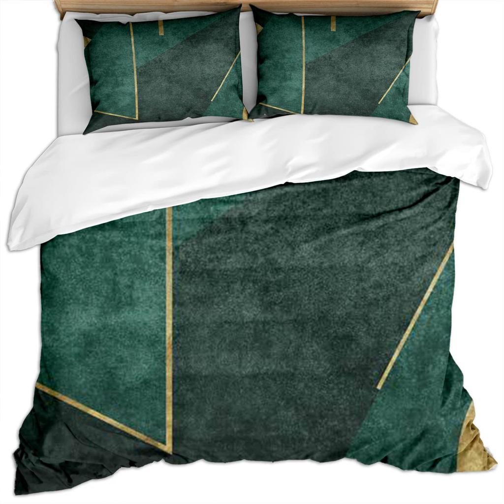 Golden Green Corrugated Bedding Three-Piece Quilt Cover