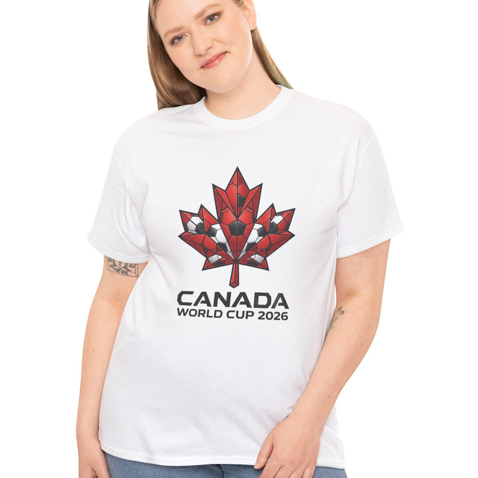 Canada World Cup 2026 Maple Leaf T-Shirt | Soccer Ball Geometric Design XL