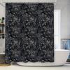 Elegant Black Botanical Shower Curtain Tropical Leaves Pattern Waterproof Fabric Bath Decor Modern Farmhouse Bathroom Accessorie