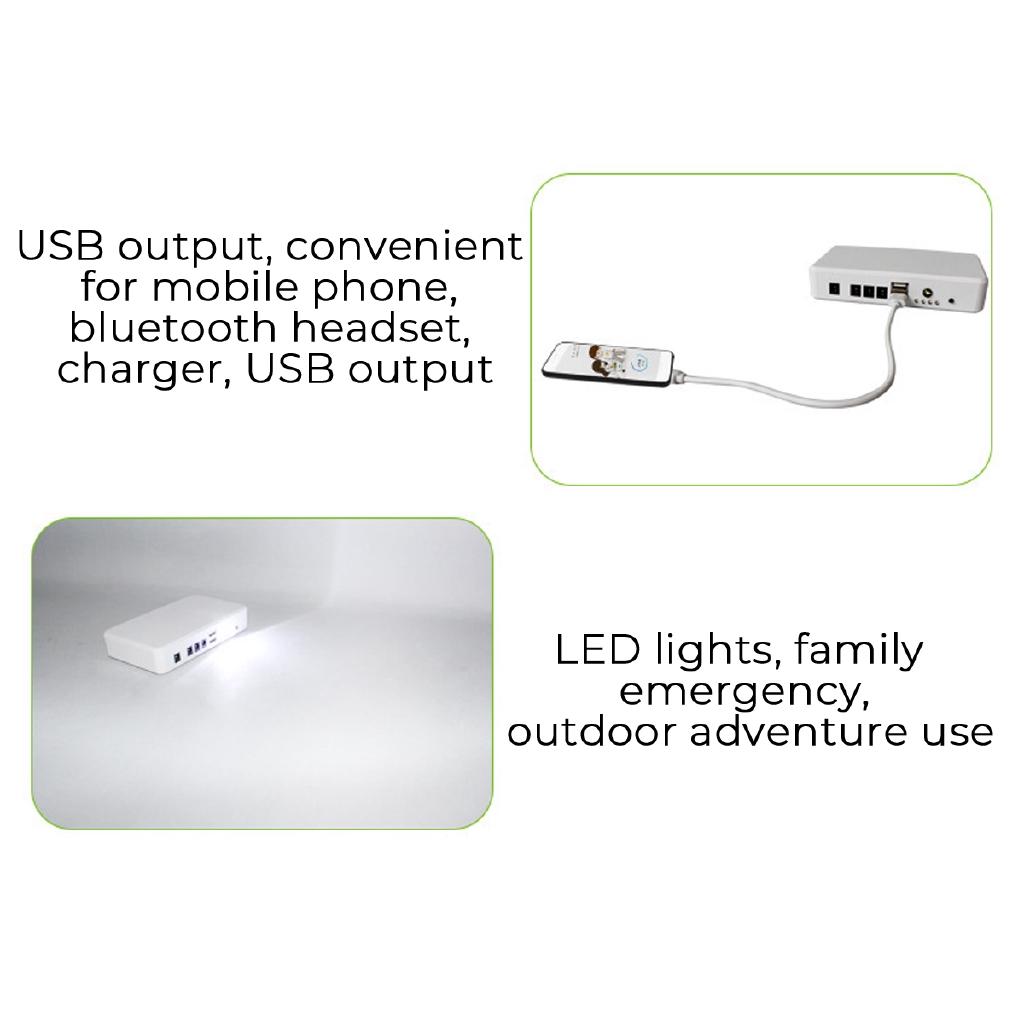 5v Solar Generator Storage Charger 2 USB Charger 3 LED Solar Light Bulbs