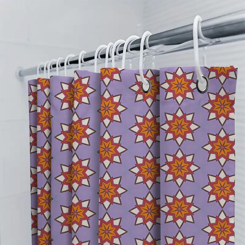 Modern 3D Printed Shower Curtain With Purple And Orange Floral Pattern Waterproof Fabric Bathroom Decor Size Customizable For Yo