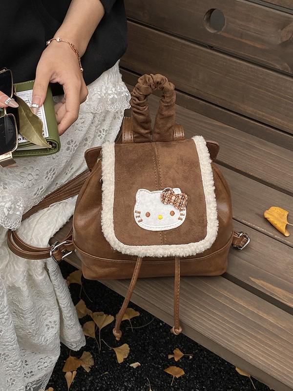 Retro Kitten Plush Mini Backpack for Kids - Cute & Versatile Small Bag