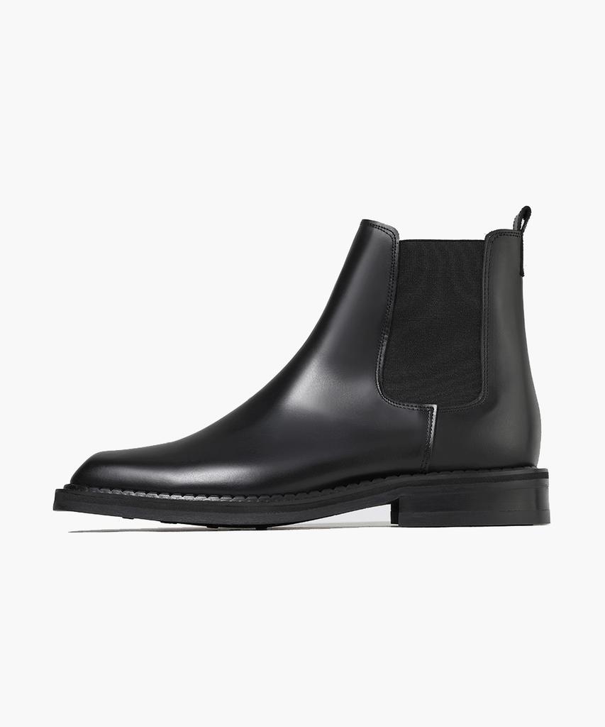 Firenze Atelier [Vibram] Double-Welt Rubber Sole Square Toe Chelsea Boots 8702 [Black Fg]