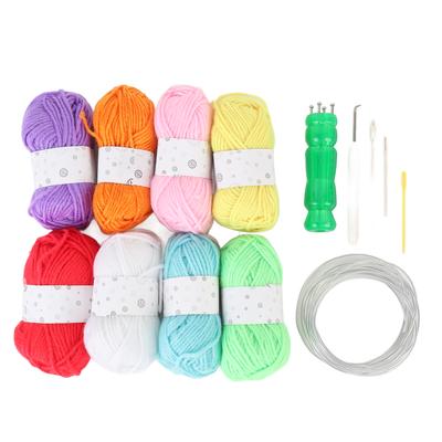 Französischer Strickring-Set Durchscheinend Grün Strickring 8 Baumwollfäden Aluminiumdraht Häkelnadel