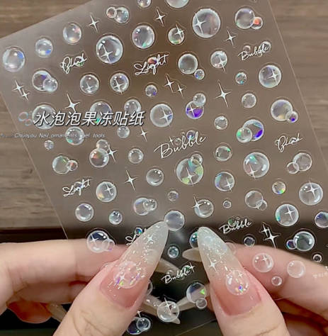 Stickers 2 Sheets Self-Adhesive Nail Decals for DIY Manicure Design