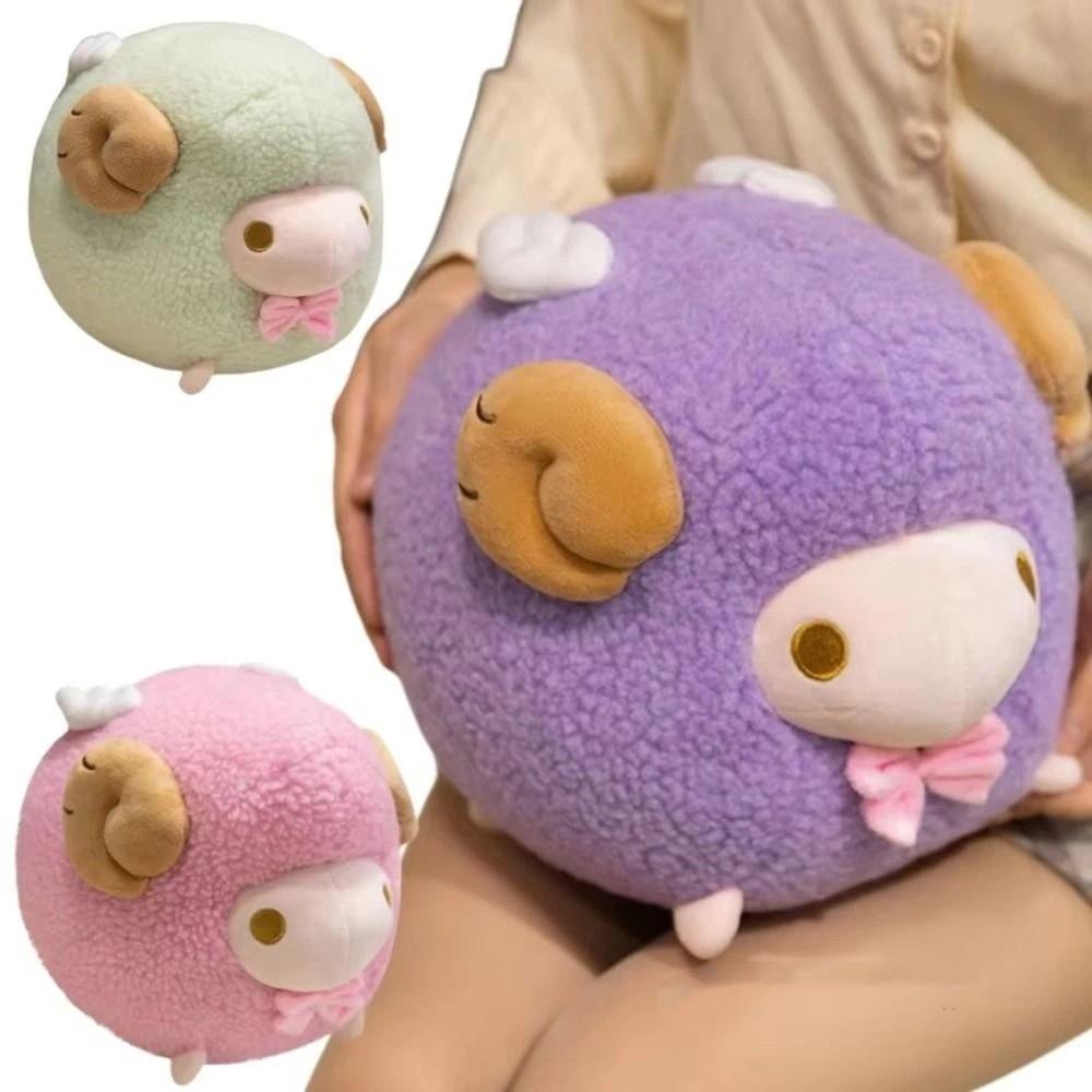 Purple Color Round Sheep Plush Doll Pink Color Sheep Plush Pillow  Home Decoration