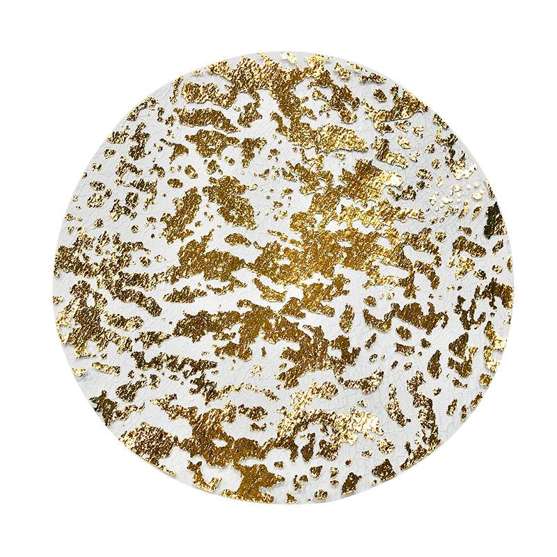 10pcs Disposable Placemats Set 13 Inch Round Gold Foil Mesh Pressed Table Mates for Home Dining Table Party Decoration