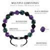 AWNL Braided Beaded Bracelet with and Natural Stone Bracelet with Sterling Silver Clasp Gift for Men's Amethyst, Bloodstone, Obsidian, (10mm