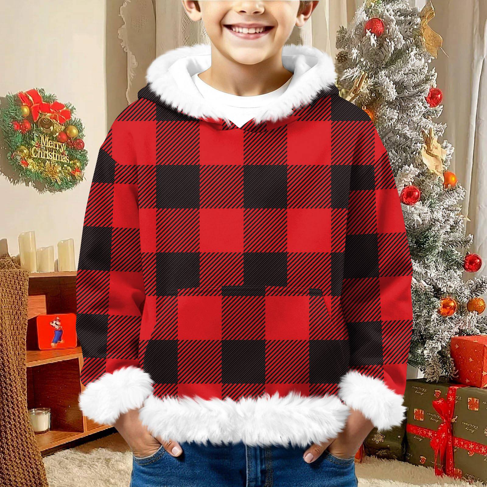 

Детский свитшот для девочек и мальчиков, с длинным рукавом, легкая повседневная толстовка с капюшоном, свободный удобный свитшот 160 винный