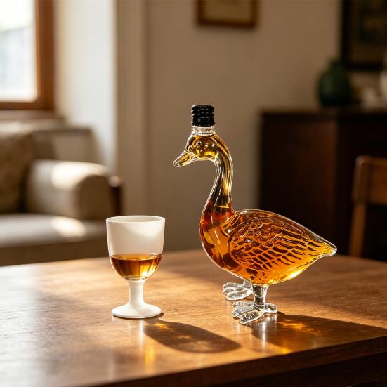 Decantador de Cristal Tallado de Ganso, Decantador de Whisky Tallado 3D con Tapón, Botella Decorativa para Licores para Barra de Casa, Regalo Único para Hombres