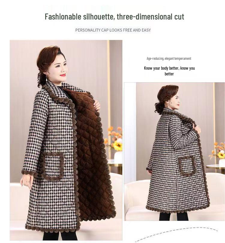 2025 Fashionable Mid-length Lapel Cotton Coat for Middle-aged & Elderly - Extra Thick & Warm for Comfort
