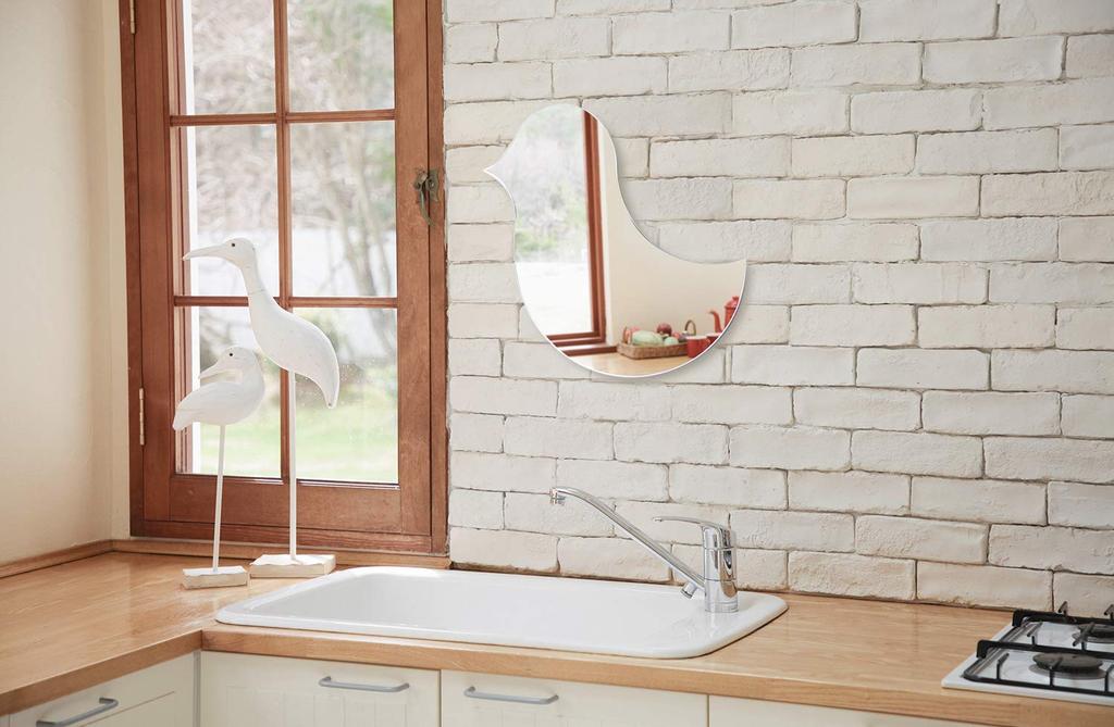 Spiegel Skandinavisch Wandbehang Kolibri Kleinvogel 35 x 34 cm mit Nadel Wandklebbarer Spiegel Design Form von Kagami [Mietspiegel]