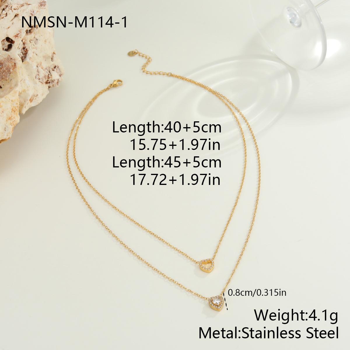 GEMCHIC Women s 18K Gold Plated Stainless Steel Geometric Heart Layered Pendant Necklace with Zircon
