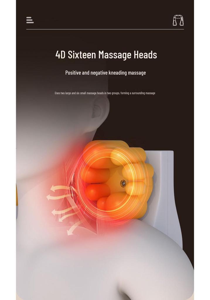 Portable Neck and Lumbar Heated Kneading Massager for Home and Car