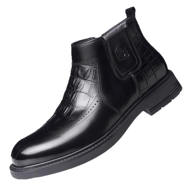 Old Man Head Winter Men's Cotton Shoes Leather High-top Velvet Outdoor Casual Men's Shoes Warm Snow Boots Men 18932M